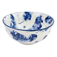 Blue & White Feather Pattern Porcelain Bowl, 4"