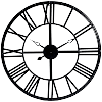 Black Metal Round Wall Clock, 28"