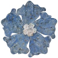 13in Blue Metal Flower Wall Decor