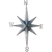 Galvanized Metal Compass Star Wall Decor, 15x22
