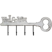 4-Hook Wood & Metal Welcome Key Wall Rack, 8x20