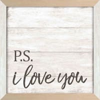 2-Tone P.S I Love You Textured with Frame Wall Sign, 14"