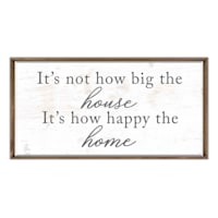 Framed It's Not How Big House It's How Happy The Home Textured Wall Sign, 18x36
