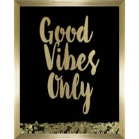 11X14 Good Vibes Only Sequin Shaker Box Under Glass