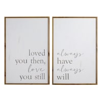 Honeybloom 2-Piece Glass Framed Love You Then Still And Always Will Wall Art, 24x36