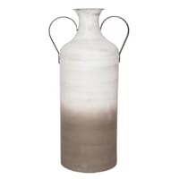 Grey Two-Tone Metal Vase with Handles, 17"