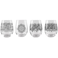 Set of 4 Moroccan Design Stemless Wine Glasses