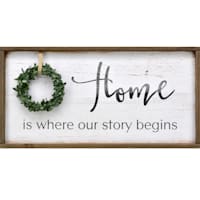 Home Is Where Our Story Begins Wall Sign, 11x23