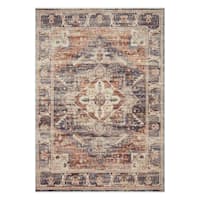 (A407) Halton Slate Rust Distressed-Look Area Rug, 5x8