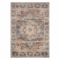 (A407) Halton Distress Look Slate Rust Area Rug, 8x10