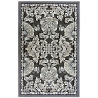 Arrington Grey & Taupe Traditional Floral Washable Accent Rug, 3x5