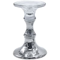 Silver Glass Pillar Candle Holder, 7"