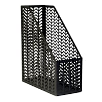 Matte Black Chevron Punched Metal File Organizer Magazine Holder