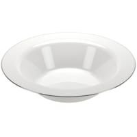 Lillian Table Settings Pearl White with Silver Edge Round Plastic Bowl, 14oz