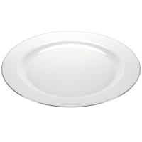 Lillian Table Settings Pearl White with Silver Edge Round Plastic Plate, 7.5"