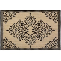 Natural & Black Scroll Medallion Accent Rug, 2x3