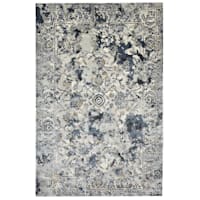 (B551) Ivory & Grey Vintage Floral Design Area rug, 7x10