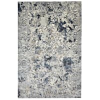 (B551) Magnolia Blue Vintage Floral Area Rug, 7x10