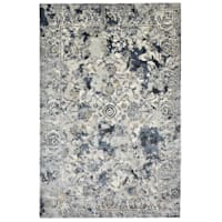 (B551) Magnolia Blue Vintage Floral Area Rug, 5x7