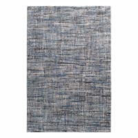 (A410) Strato Hatchure Blue Woven Shag Runner, 2x6