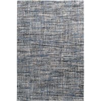(A410) Hachure Blue Woven Area Rug, 8x10