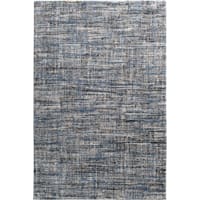(A410) Strato Hatchure Blue Woven Shag Area Rug, 7.8x9.8