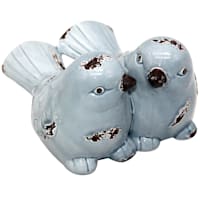 Blue Ceramic Bird Couple, 4"