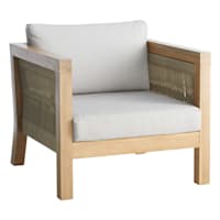 Honeybloom Park City Outdoor Blonde Acacia Wood Lounge Chair with Rope Accent