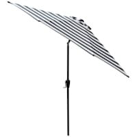 Gray Awning Striped Outdoor Crank & Tilt Steel Umbrella, 9'