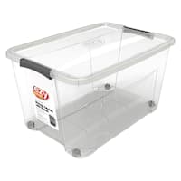 Ezy Clear Classic Latch Storage Container with Wheels, 52l