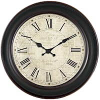 Vintage Postcard Roman Numeral Round Wall Clock, 12"