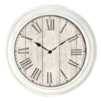 White Wash Roman Numeral Round Wall Clock, 16"