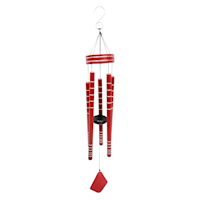 Silver Etched Red Metal Tube Wind Chime, 31"