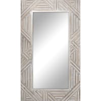 Whitewashed Wood-Look Framed Rectangle Wall Mirror, 46x21