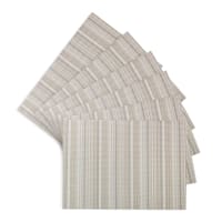 Set of 6 Sandford Ivory Woven Vinyl Placemats, 18x13