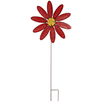 Red Flower Metal Yard Stake, 36"
