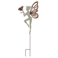 Butterfly Fairy Cutout Rustic Yard Stake, 36"