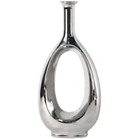 Silver Oval Cutout Ceramic Vase, 18.5"