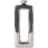 Silver Rectangular Cutout Ceramic Vase, 15"