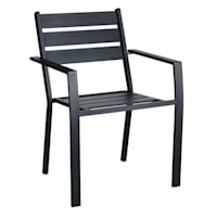 Grammercy Stackable Steel Slat Patio Chair, Black