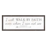 Walk By Faith Framed Textured Wood Wall Sign, 10x20