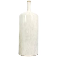 Honeybloom Emily White Ceramic Bottle Vase, 14"