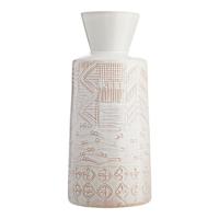 White Ceramic Tribal Vase, 12.5"