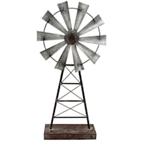 Galvanized Metal Windmill, 19.5"
