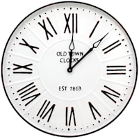 White Metal Roman Numeral Round Wall Clock, 23.5"