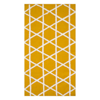 Lennon Yellow & White Geometric Cotton High-Low Accent Rug, 3x5
