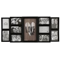 10-Opening Black Collage Picture Frame with Heart, 31X14