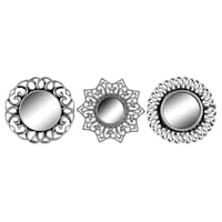 3-Piece Ornate Decorative Wall Mirror Set, 10"