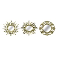 3-Piece Gold Ornate Wall Mirror Set, 10"