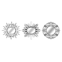 3-Piece Silver Ornate Wall Mirror Set, 10"